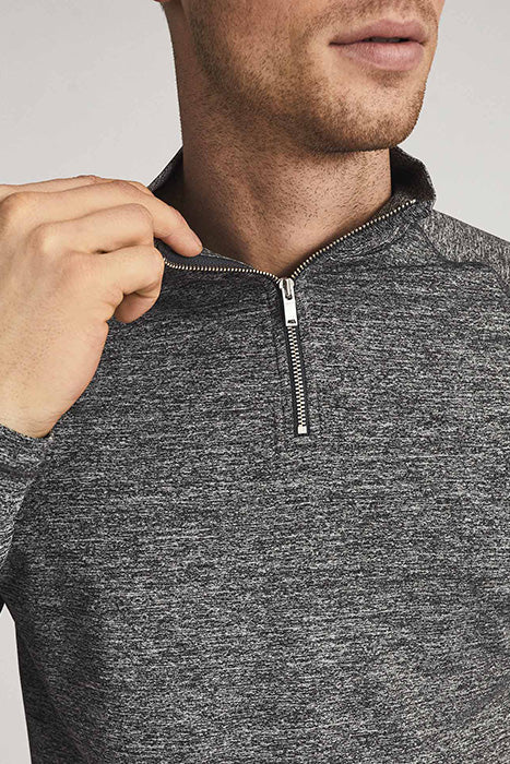 Otrium,Reiss, Reiss Heather Grey Performance Knit Quarter Zip Pullover, Grey, Extra Small-36-TagM