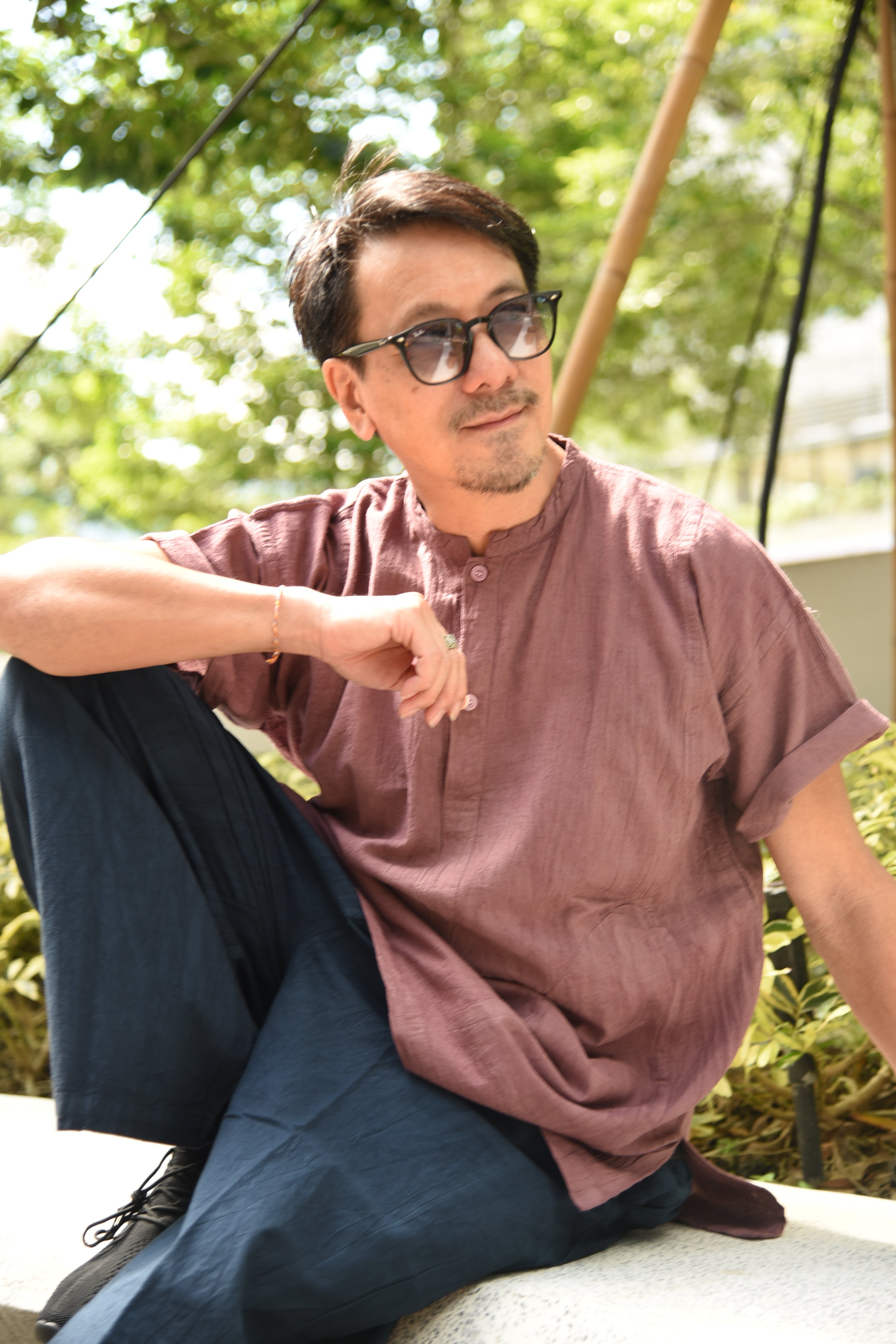 Brand Partner,Shixi, Shixi Brick Red Linen Tunic, Red, Medium-48-TagM