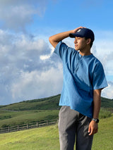 Shixi Light Blue Linen Short Sleeve Tunic