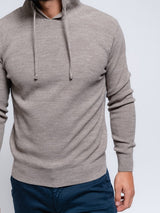 SMF Taupe Textured Knit Long Sleeve Hoodie