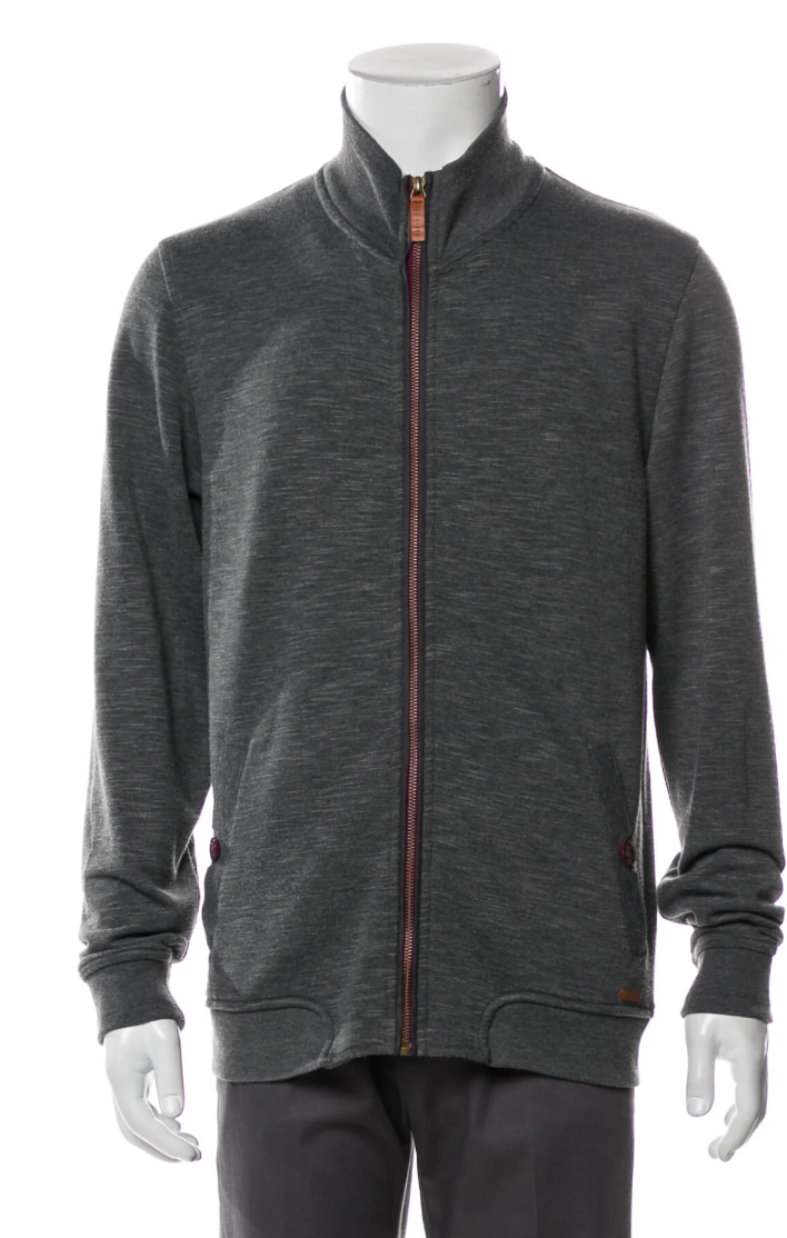 The RealReal,Ted Baker, Ted Baker Charcoal Grey Mock Neck Zip Up Knit Jacket, Grey, Medium-43-TagM