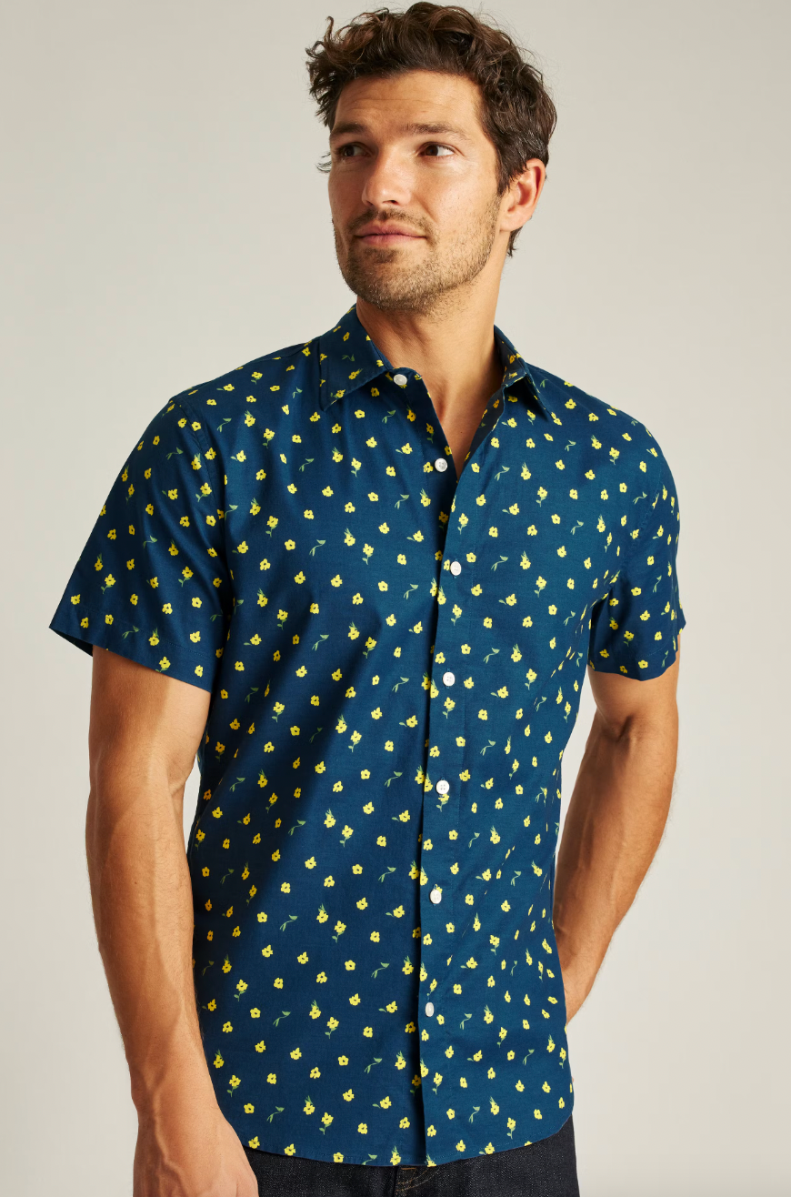 Wholesale ,Bonobos, Bonobos Navy Floral Stretch Short Sleeve Shirt, Blue, Large-45-TagL