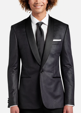 Egara Black Slim Fit Shawl Lapel Velvet Suit