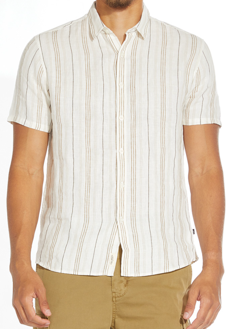 Civil Society White/Khaki Stripe Short Sleeve Shirt