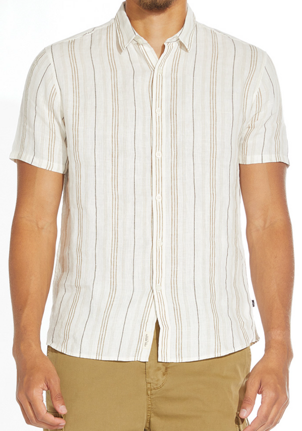 Civil Society White/Khaki Stripe Short Sleeve Shirt