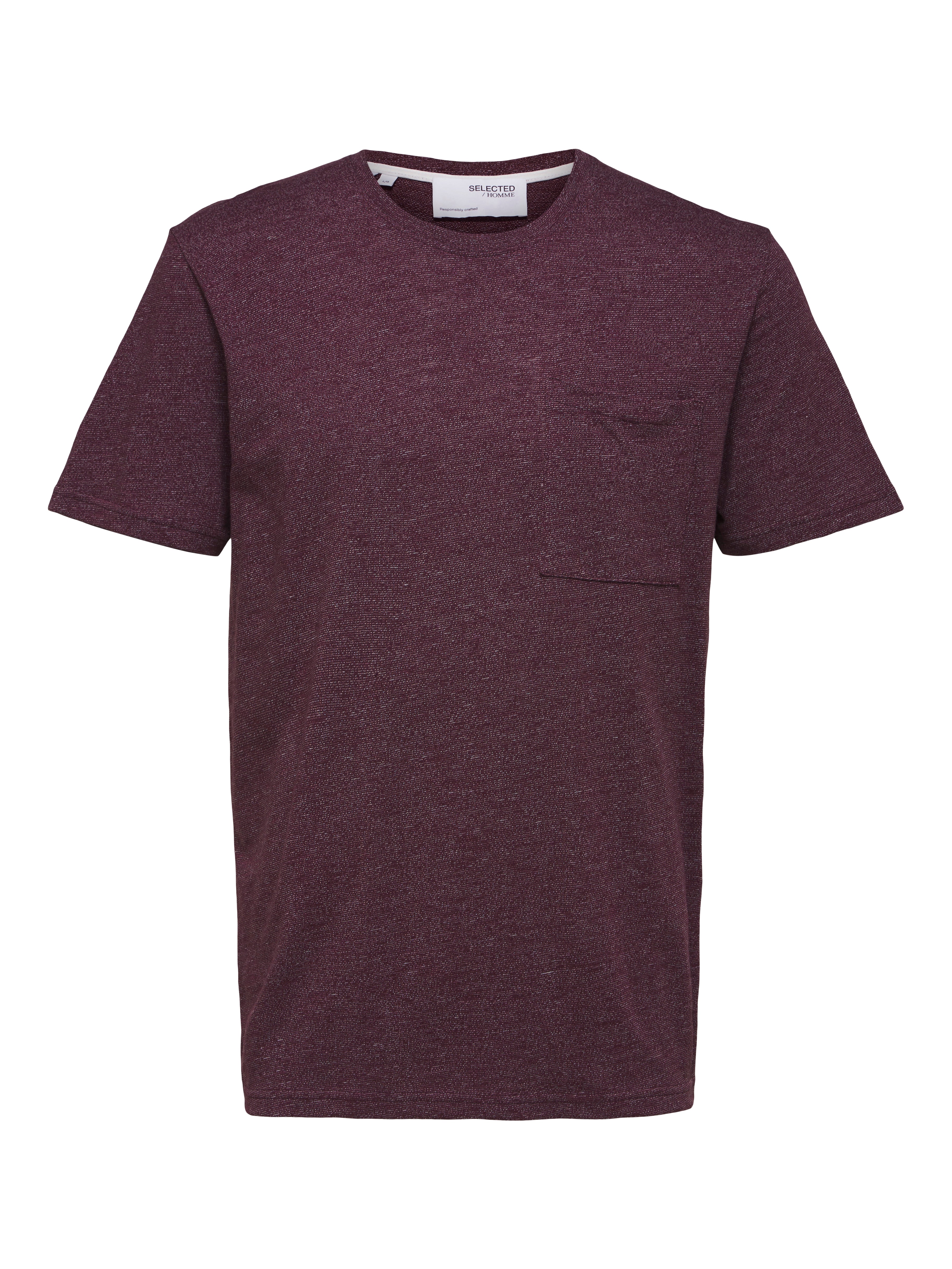 Wholesale,Selected Homme, Selected Homme Burgundy Heathered Knit T-shirt With Chest Pocket, Red, Extra Large-46-TagXL