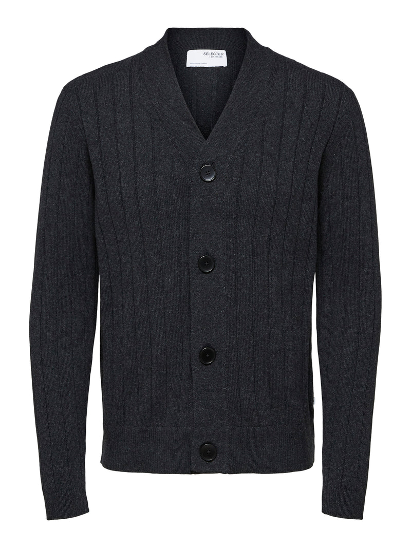 Selected Homme Dark Grey Knit Relaxed Fit Cardigan