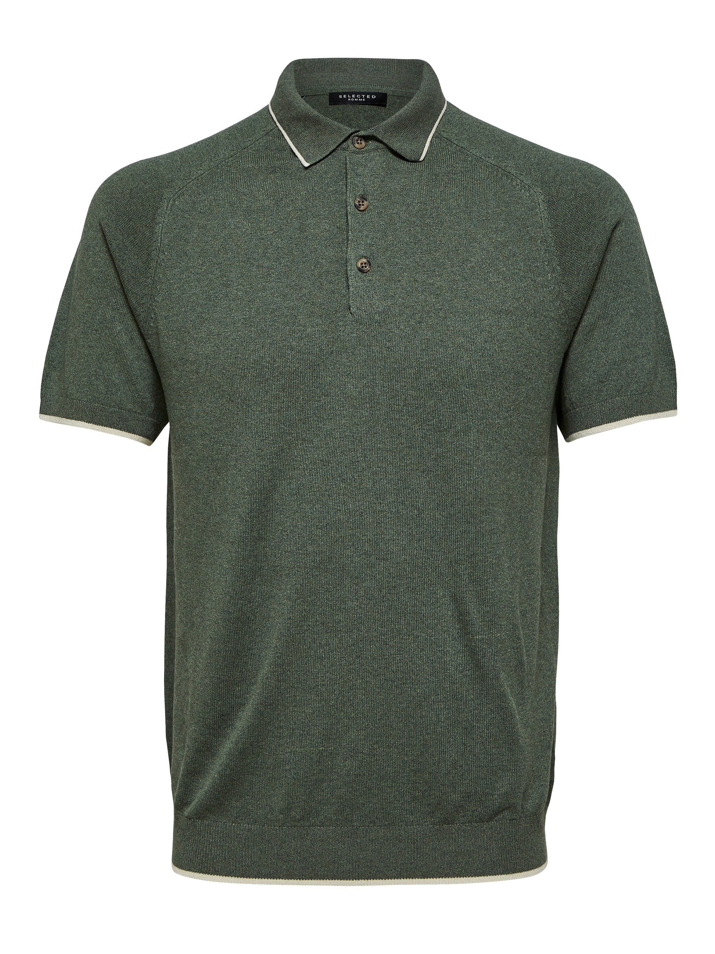 Wholesale,Selected Homme, Selected Homme Green Knit Short Sleeve Polo With Striped Collar And Sleeve Detail, Green, Extra Extra Large-47-TagXXLLarge-44-TagXXLLarge-42-TagLLarge-43-TagXXL