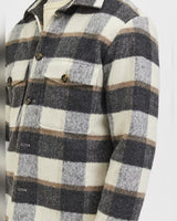 Selected Homme Grey & Beige Plaid Recycled Wool Shirt Jacket