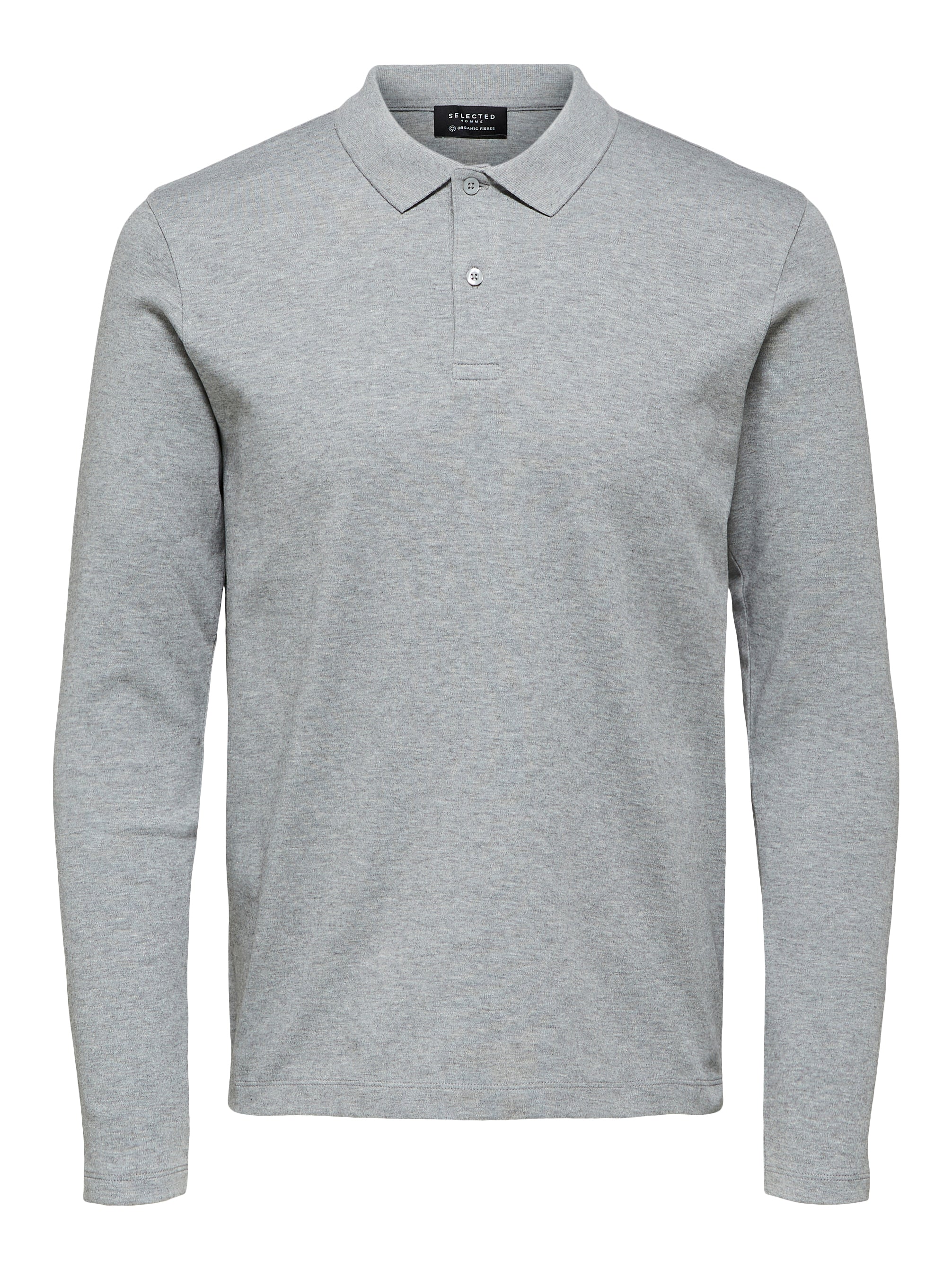 Wholesale,Selected Homme, Selected Homme Grey Heathered Soft Knit Button Up Long Sleeve Polo, Grey, Large-44-TagXL