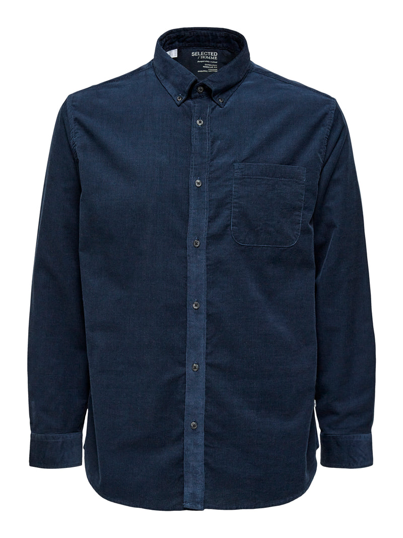 Selected Homme Navy Corduroy Longsleeve Button Up Shirt