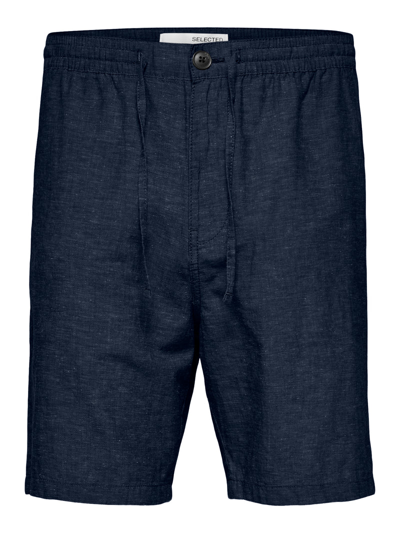 Selected Homme Navy Linen Drawstring Shorts