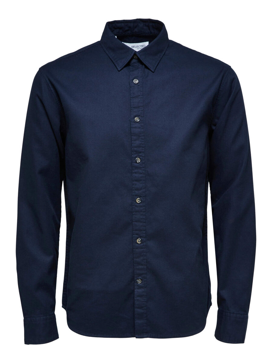 Wholesale,Selected Homme, Selected Homme Navy Textured Button Shirt Long Sleeve, Blue, Large-47-TagL
