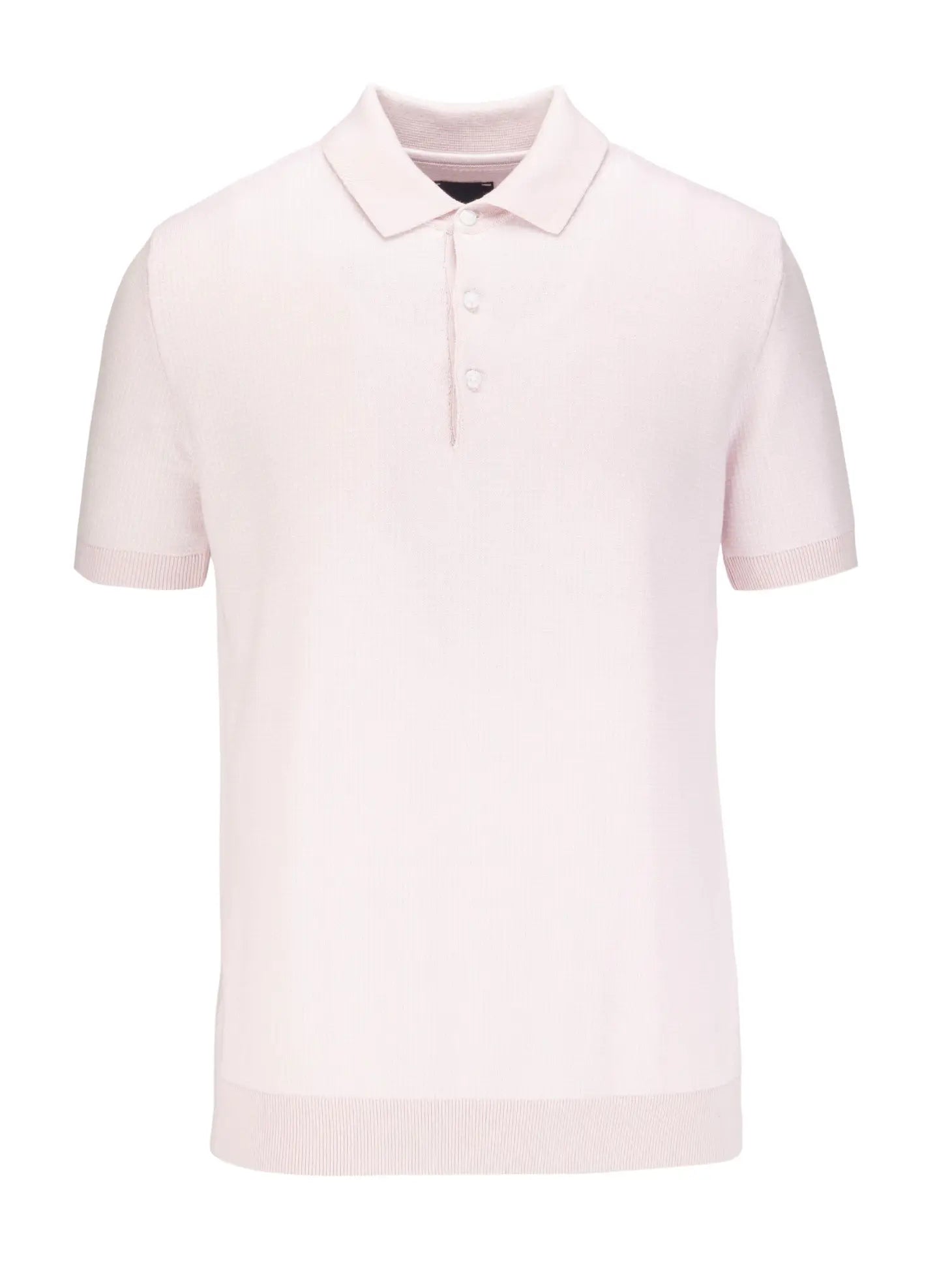 Faire,Guide London, Guide London Light Pink 2 Tone Jacquard Knit Short Sleeve Polo, Pink, Extra Large-46-TagXL
