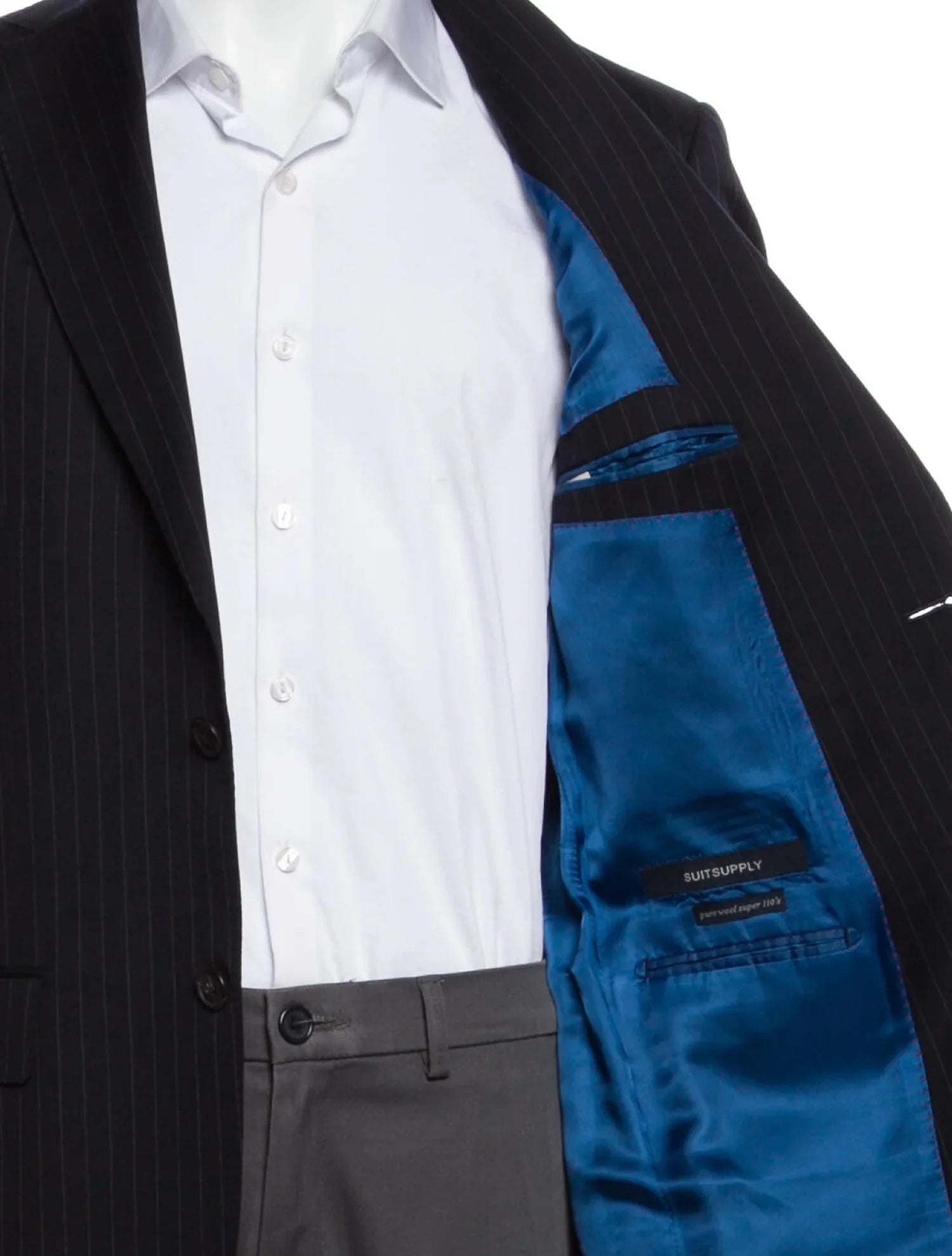 The RealReal,Suitsupply, Suitsupply Black Pinstripe Pure Wool Super 110 Blazer, Black, Extra Large-52-TagXL
