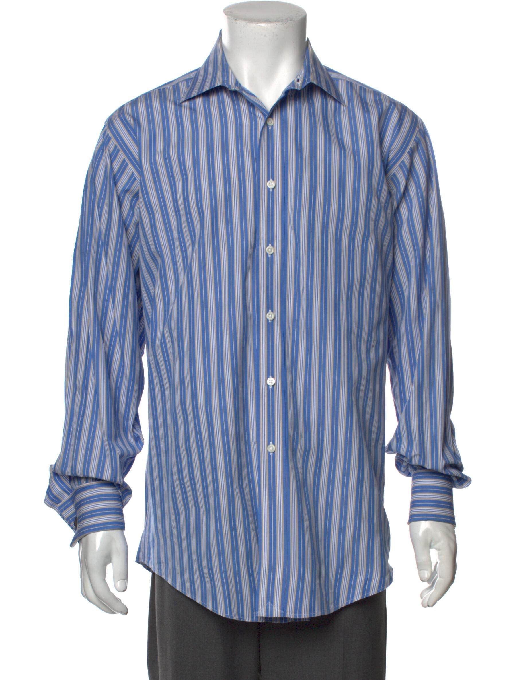 The RealReal,Sulka, Sulka Blue Striped Button Up Shirt, Blue, Extra Large-50-TagXL