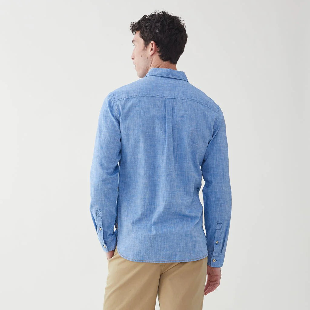 Faire,Surfside Supply, Surfside Supply Blue Airy Cotton Button Up Shirt With Front Chest Pocket, Blue, Medium-44-TagM
