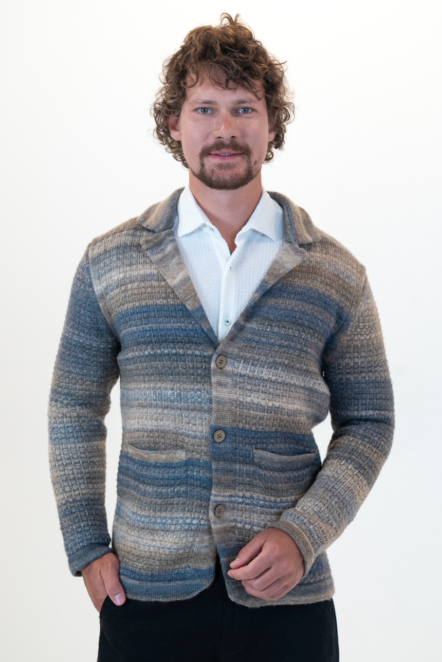 Wholesale,Mizumi, Mizumi Tan/Blue Cardigan, Tan, Medium-44-TagMLarge-46-TagLExtra Large-48-TagXLExtra Extra Large-50-TagXXL