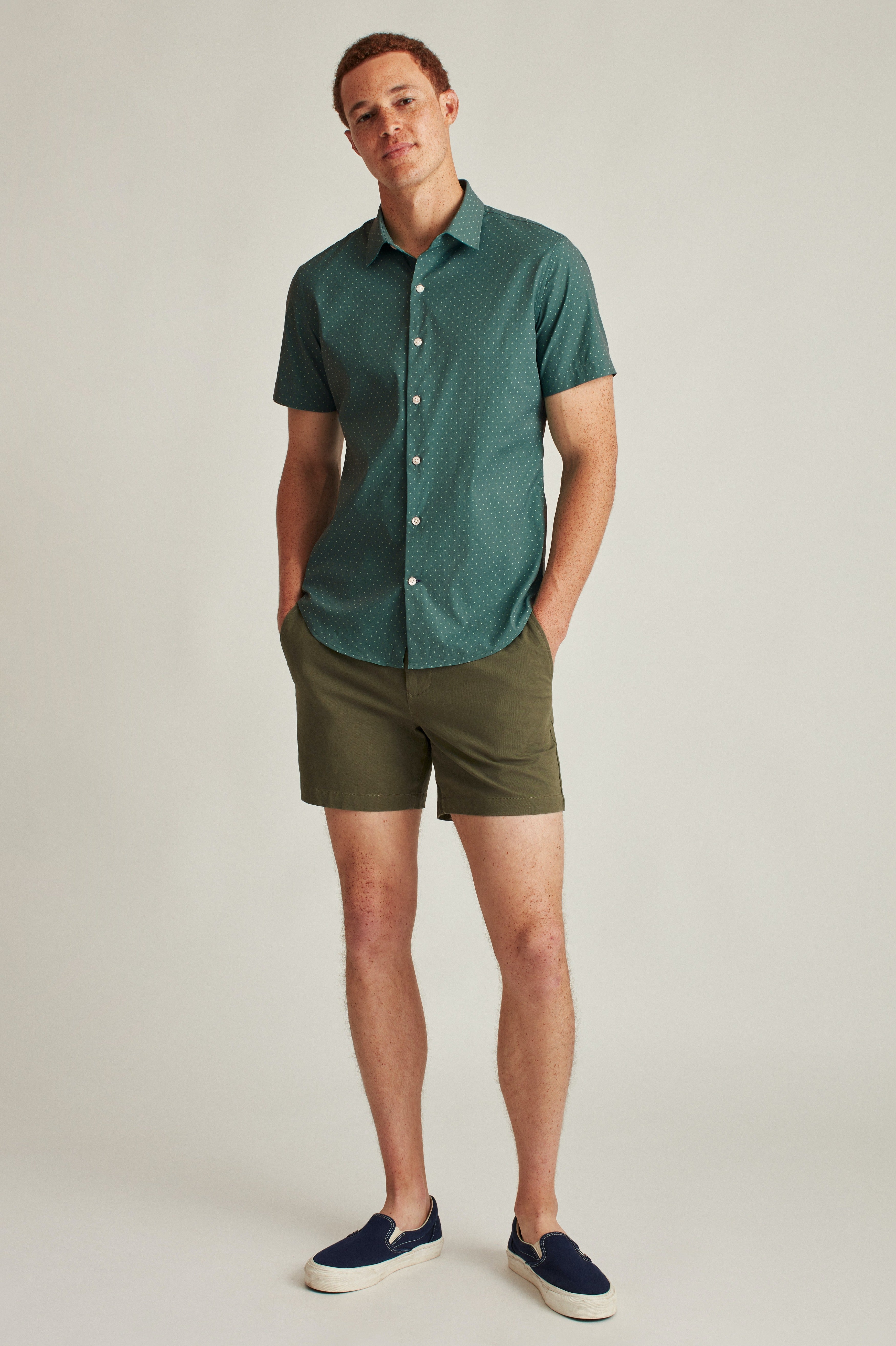 Wholesale,Bonobos, Bonobos Green Dot 2 Way Stretch Tech Short Sleeve Shirt, Green, Large-45-TagL