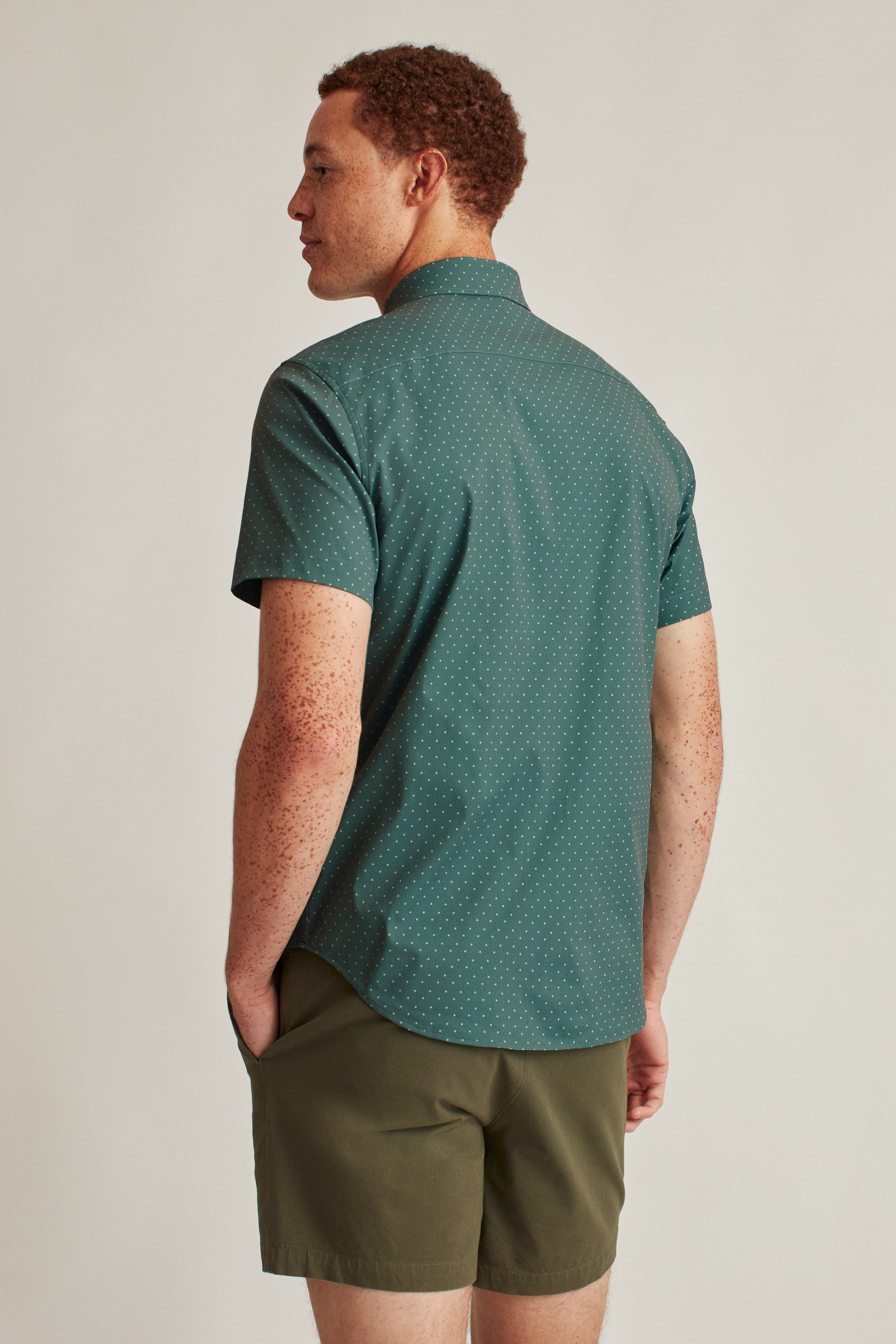 Wholesale,Bonobos, Bonobos Green Dot 2 Way Stretch Tech Short Sleeve Shirt, Green, Medium-42-TagM