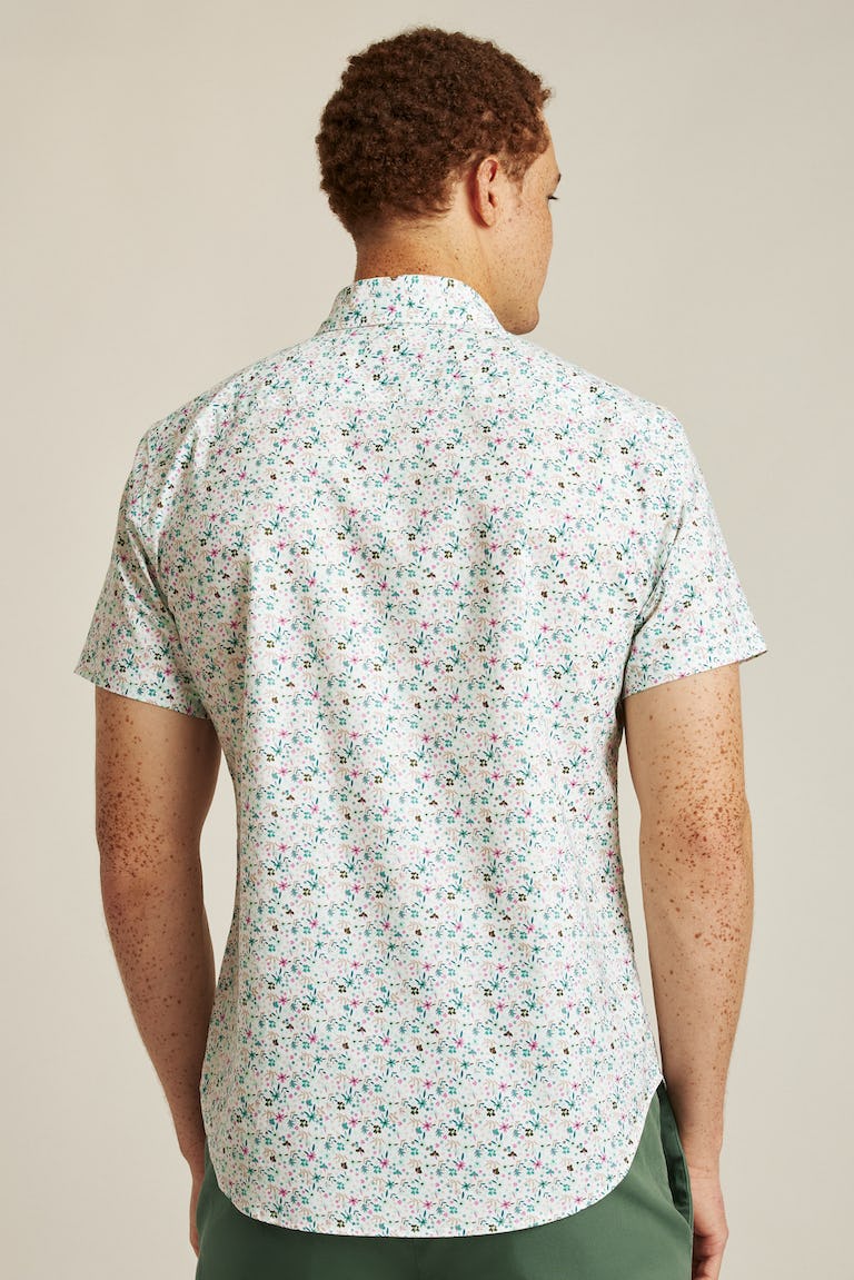 Wholesale,Bonobos, Bonobos Beach Glass Floral Fest Stretch Short Sleeve Shirt, White, Medium-42-TagM