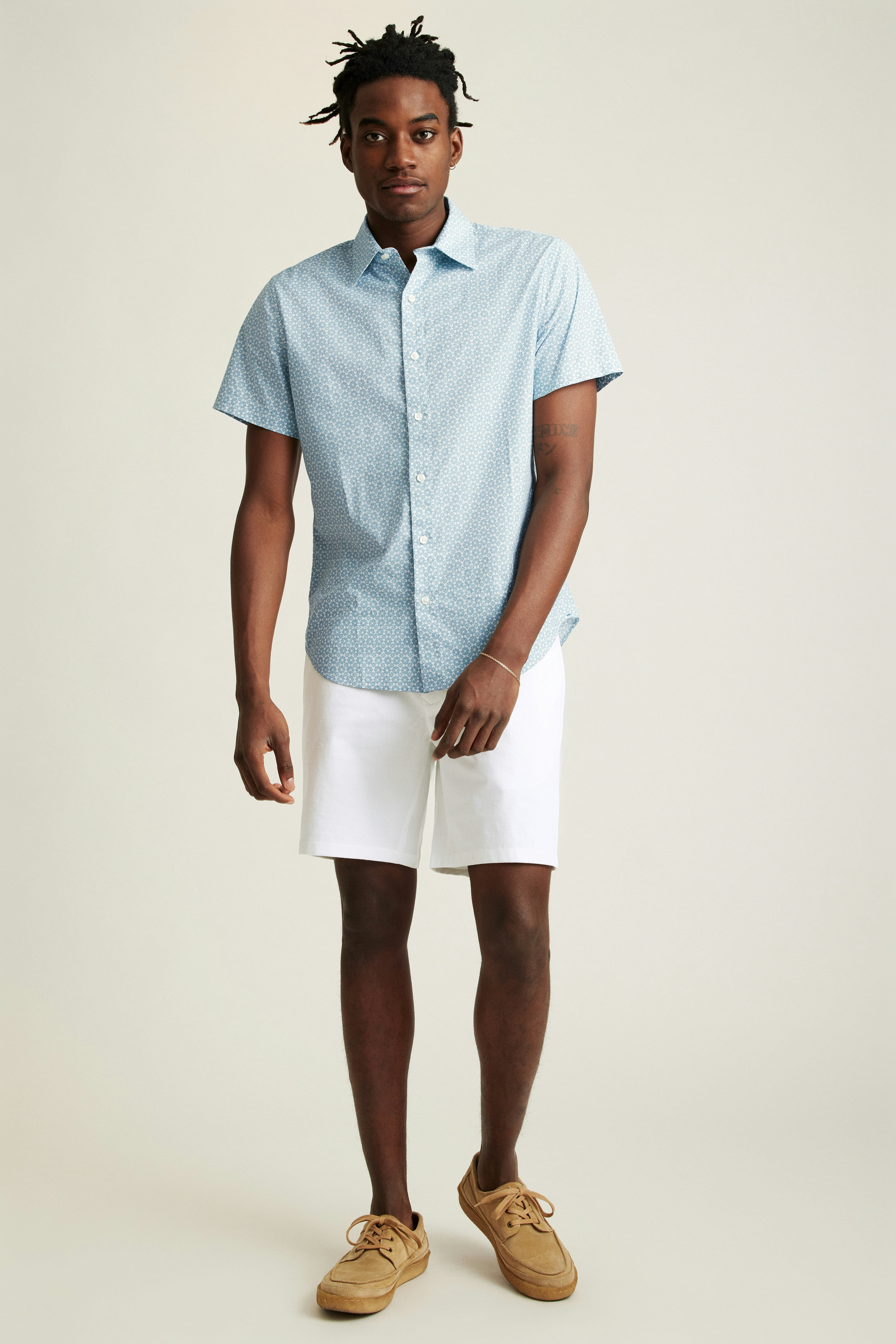 Wholesale,Bonobos, Bonobos Light Blue Prism Geo Stretch Short Sleeve Shirt, Blue, Medium-42-TagM