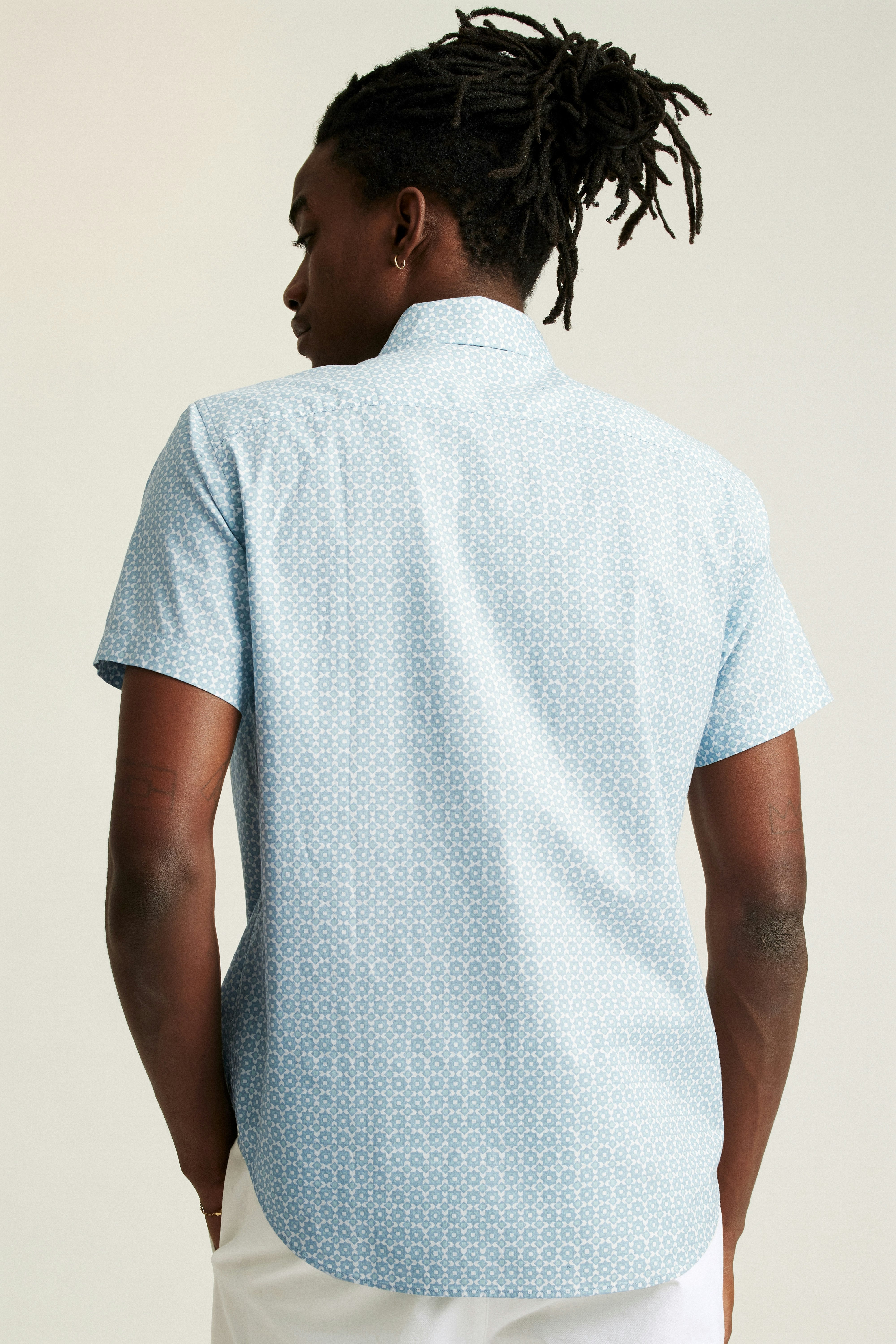 Wholesale,Bonobos, Bonobos Light Blue Prism Geo Stretch Short Sleeve Shirt, Blue, Extra Large-49-TagXL