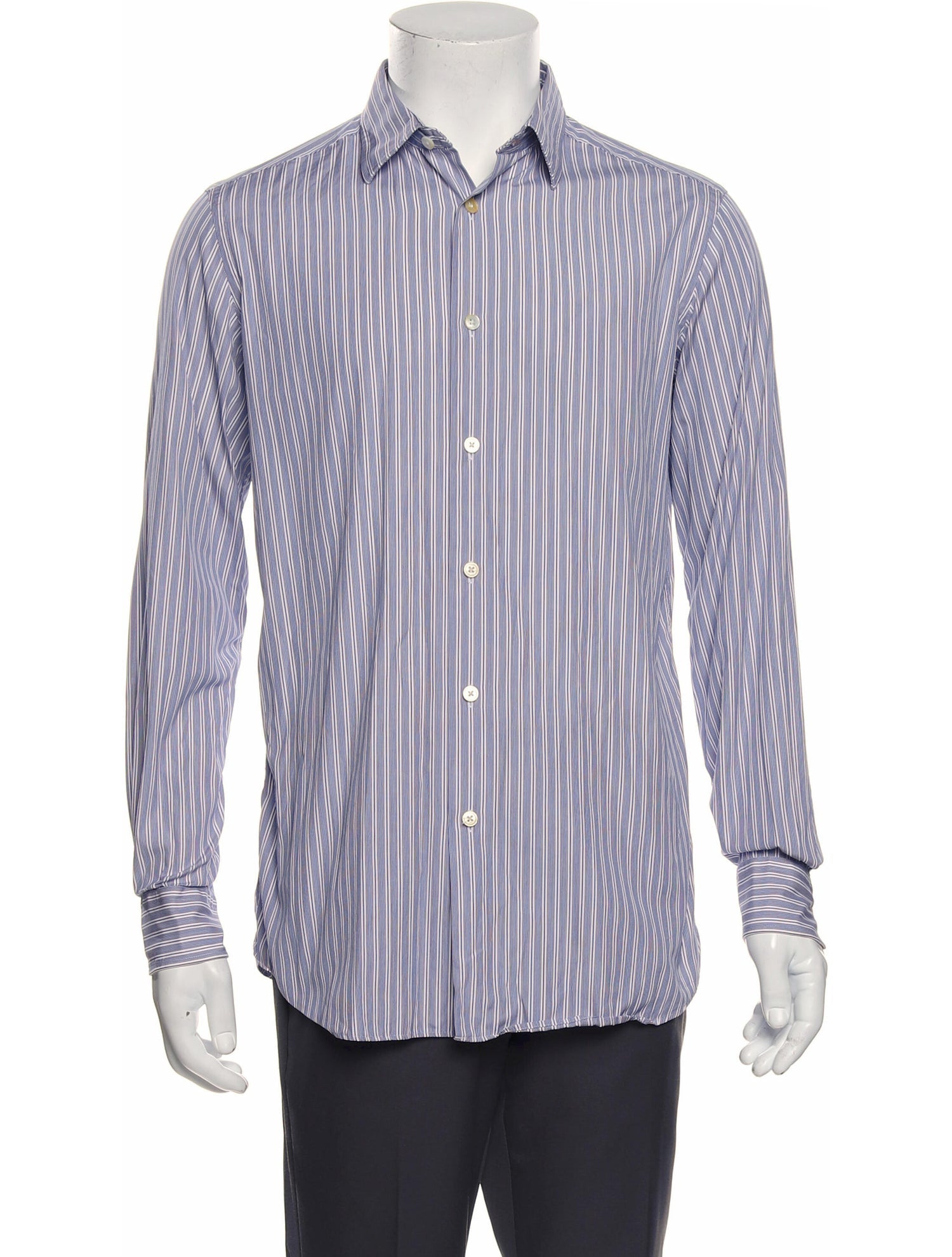 The RealReal,Paul Smith, Paul Smith Blue Varigated Striped Slim Fit Button Up Shirt, Blue, Medium-42-TagL