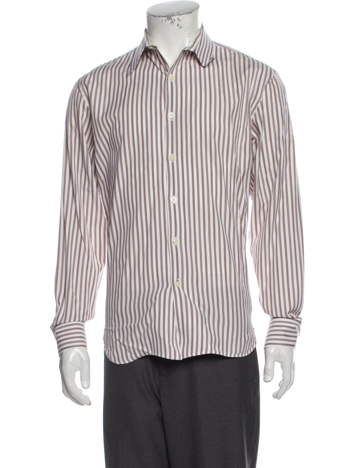 The RealReal, PS By Paul Smith Burgundy Striped Button Up Shirt, Red, Medium-44-TagM