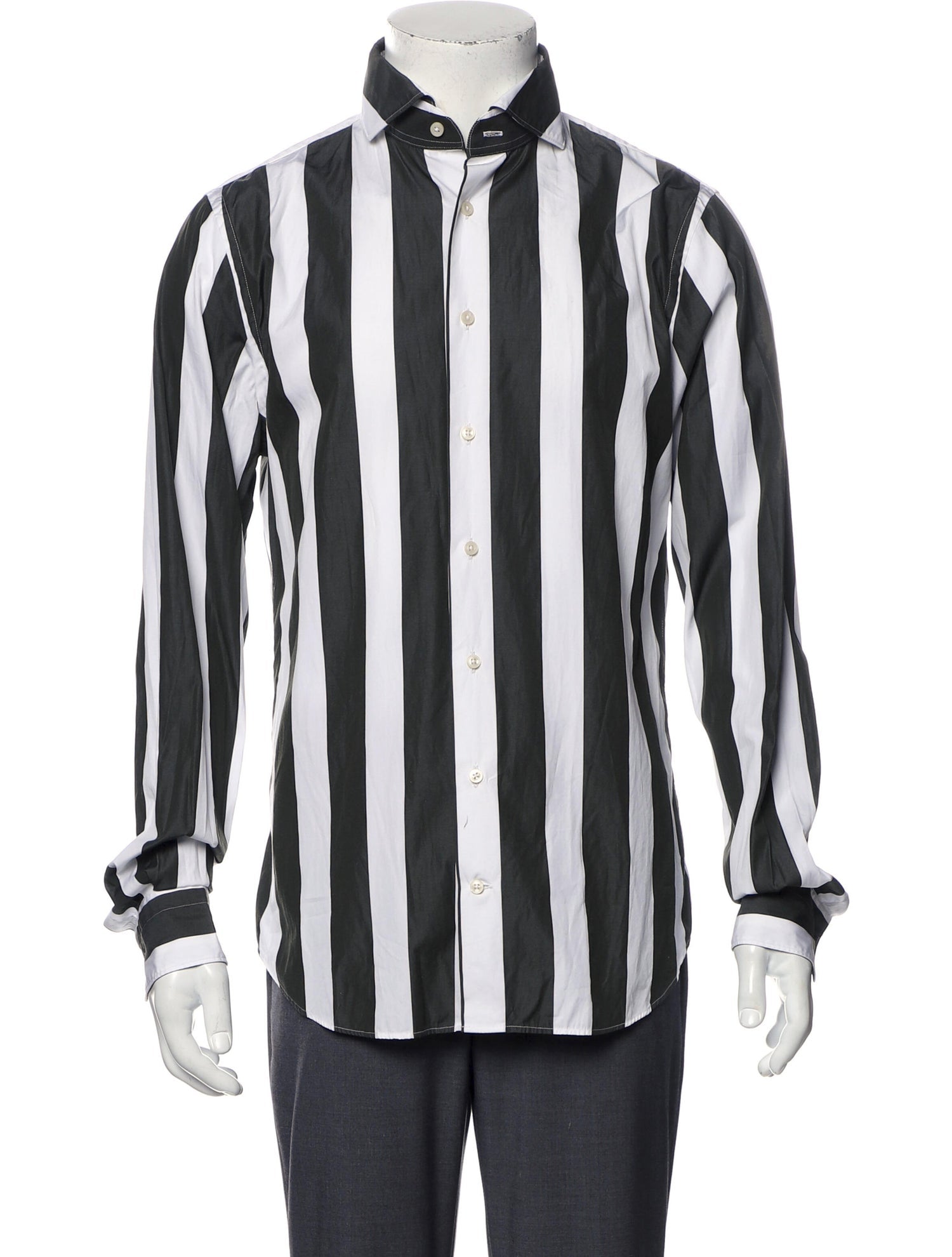 The RealReal,Suitsupply, Suitsupply Olive Green And White Striped Button Up Shirt, Green, Small-41-TagS
