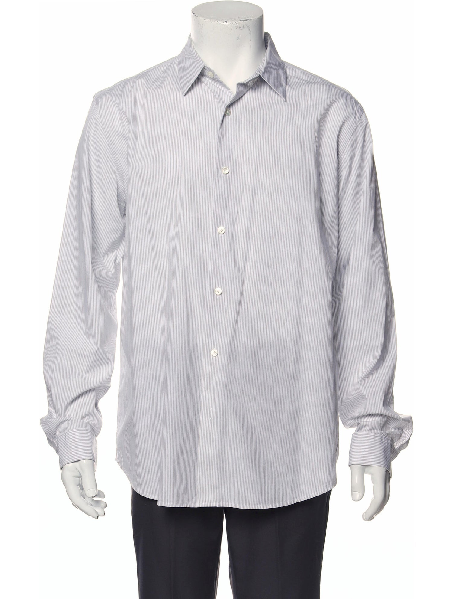 The RealReal,Theory, Theory White Faded Stripe Button Up Shirt, White, Large-46-TagL