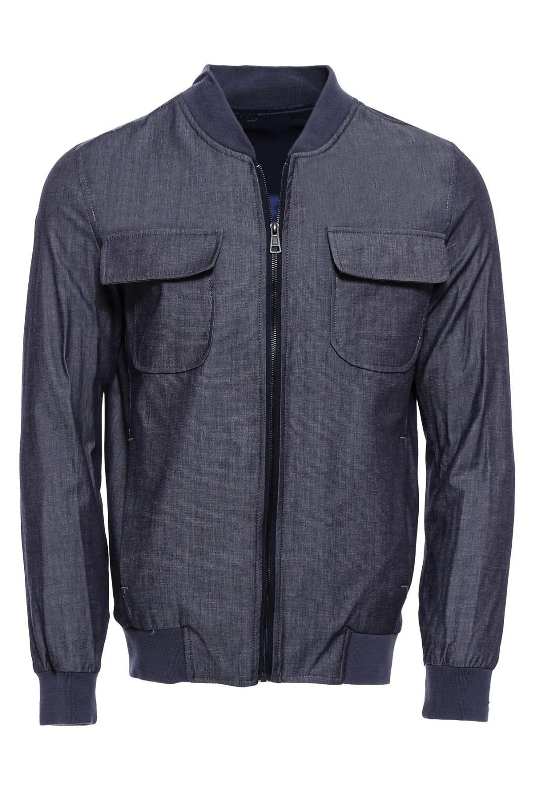 Clothing Supplier,Wessi, Wessi Blue Grey Lightweight Zip Up Bomber Jacket, Blue, Medium-44-Tag50