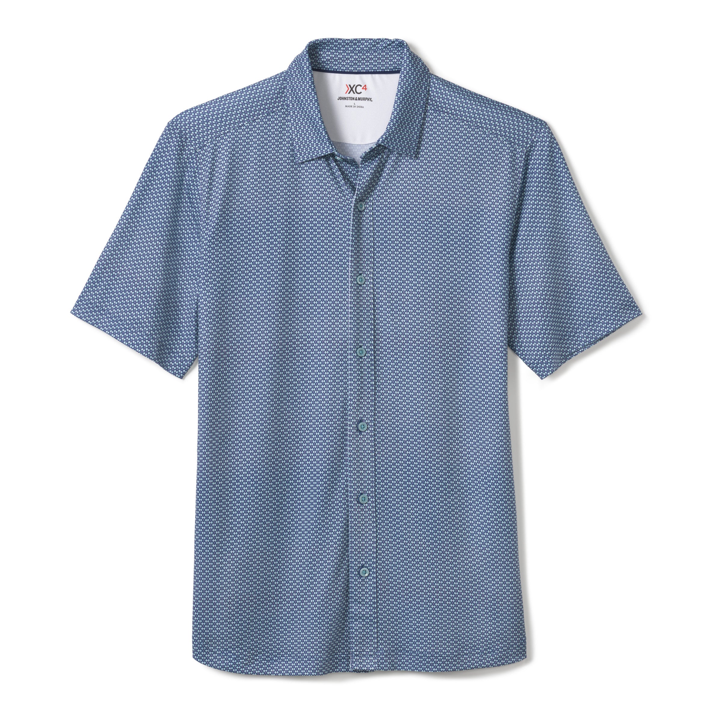 Wholesale,Johnston & Murphy, Johnston & Murphy Blue Floral Print XC4 Short Sleeve Button Up Shirt, Blue, Large-45-TagL