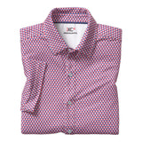 Johnston & Murphy Red & Blue Geo Print XC4 Short Sleeve Button Up Shirt