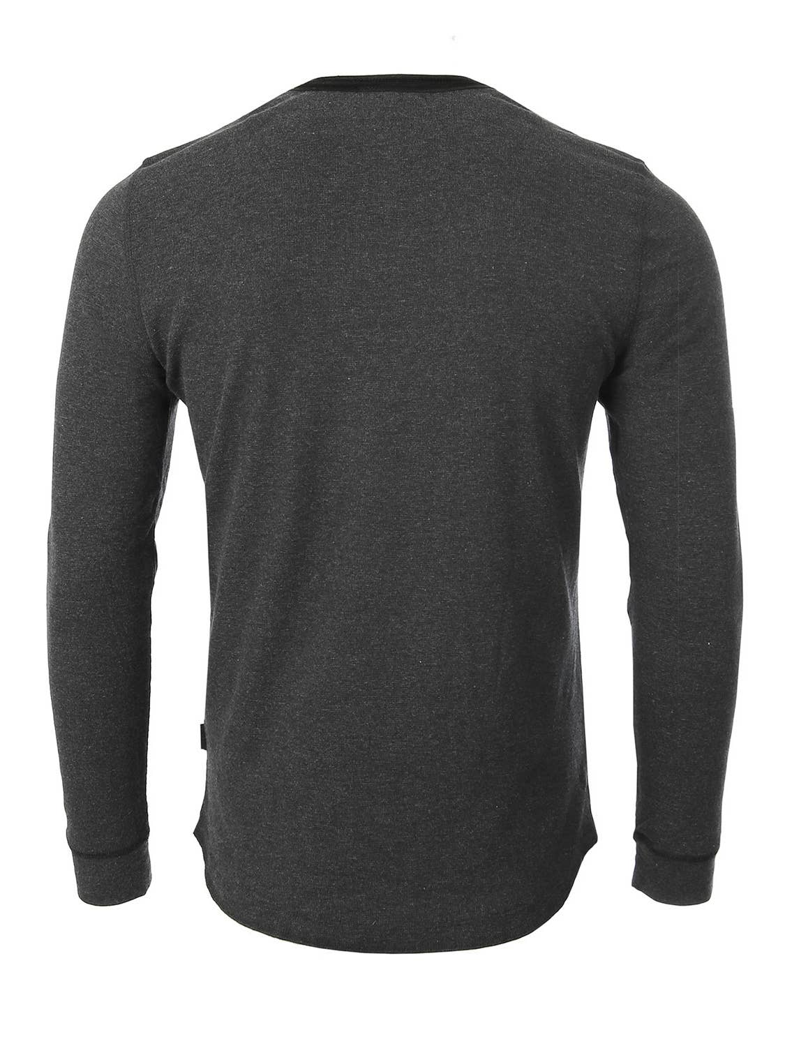 Faire,Zimego, Zimego Charcoal Grey 4 Button Long Sleeve Thermal Henley, Grey, Extra Extra Large-53-TagXXL