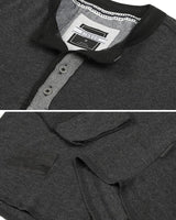 Zimego Charcoal Grey 4 Button Long Sleeve Thermal Henley