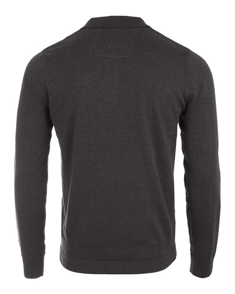 Faire,Zimego, Zimego Charcoal Button Up Long Sleeve Polo Sweater, Grey, Extra Extra Large-52-TagXXL