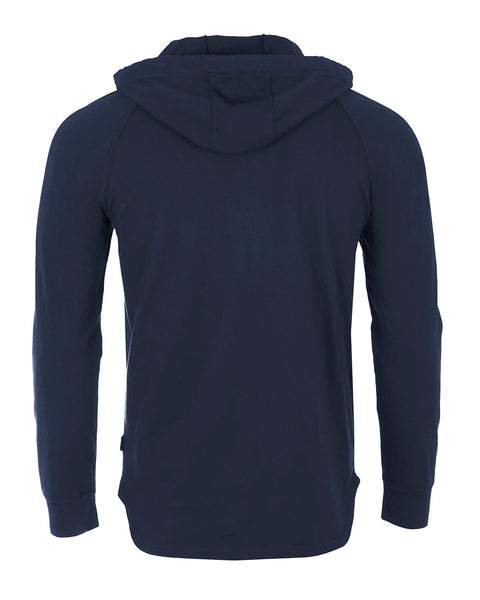 Faire,Zimego, Zimego Navy Long Sleeve Henley Hoodie, Blue, Medium-40-TagM