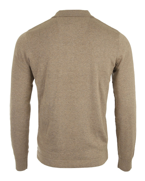Faire,Zimego, Zimego Tan Button Qtr Button Long Sleeve Polo, Tan, Large-45-TagL