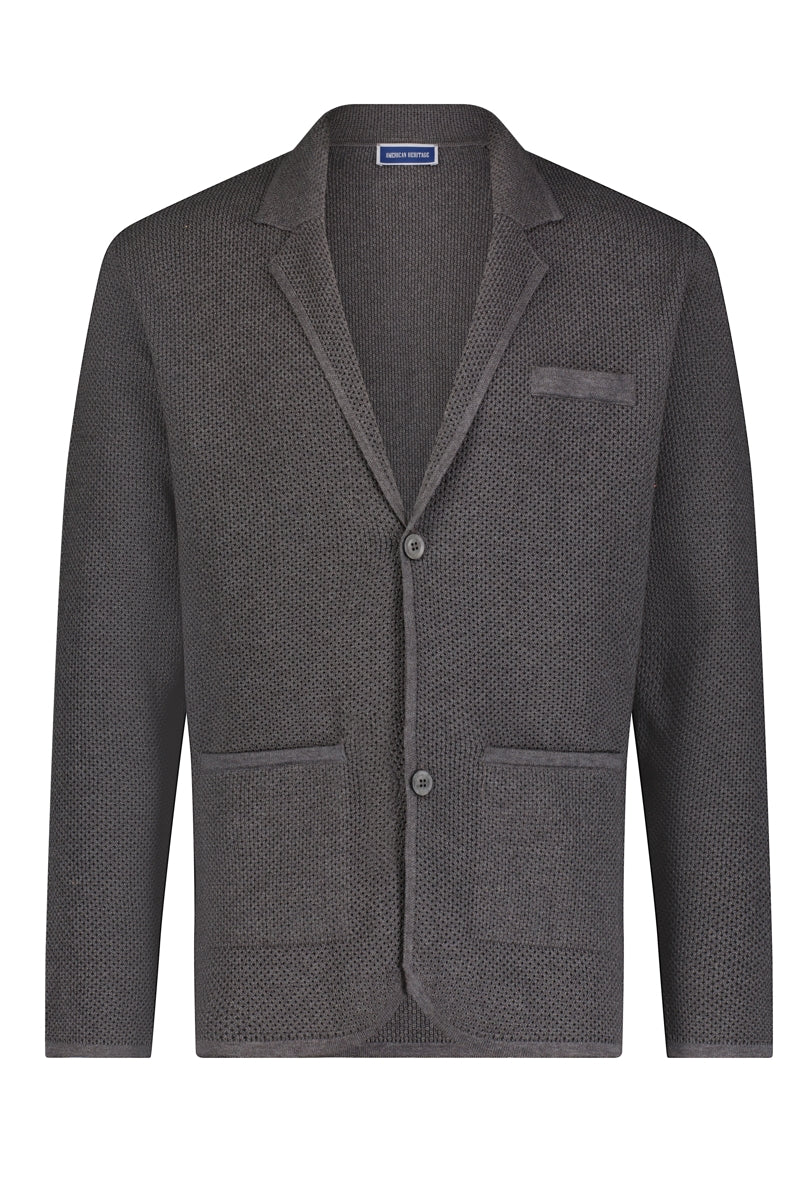 Wholesale,American Heritage, American Heritage Charcoal Jacquard Sweater Cardigan, Grey, Medium-44-TagM