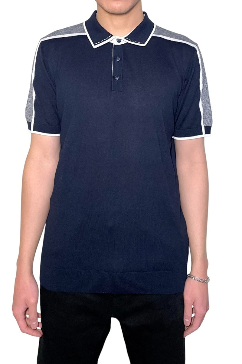 Wholesale,American Heritage, American Heritage Navy with White Contrast Knit Polo, Blue, Medium-42-TagM