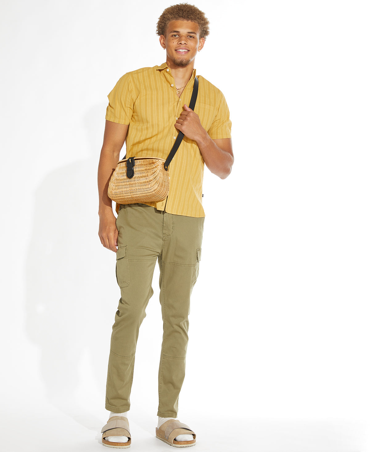 Wholesale,Civil Society, Civil Society Mustard Jacquard Stripes Cotton/Linen Blend Short Sleeve Shirt, Yellow, Small-42-TagSMedium-44-TagMLarge-46-TagLExtra Large-48-TagXLExtra Extra Large-52-TagXXL