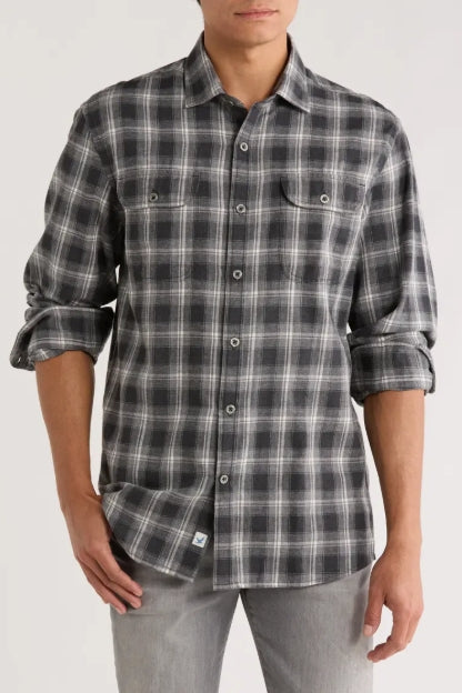 Wholesale,James Campbell, James Campbell Black/White Brushed Plaid Overshirt, Black, Large-46-TagL