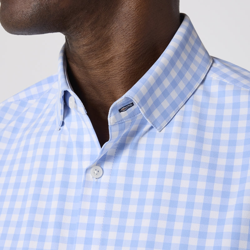 Wholesale,Mizzen + Main, Mizzen + Main Light Blue/White Gingham Trim Dress Shirt, Blue, Extra Large-49-TagXL