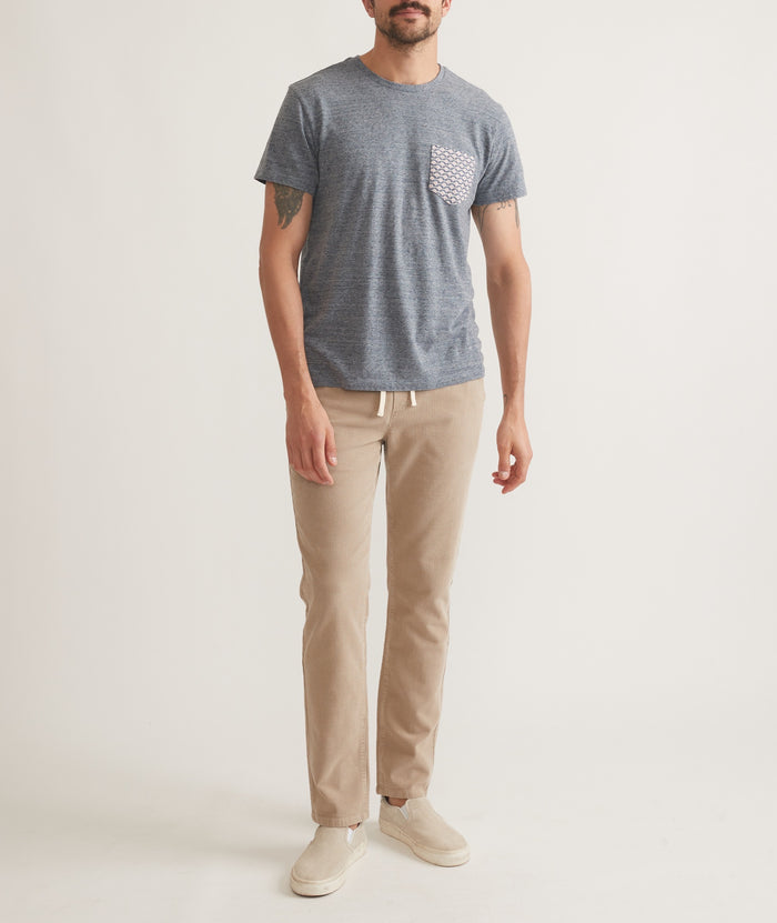 Wholesale,Marine Layer, Marine Layer Denim Nep Printed Pop Contrast Pocket Tee, Blue, Extra Extra Large-51-TagXXL