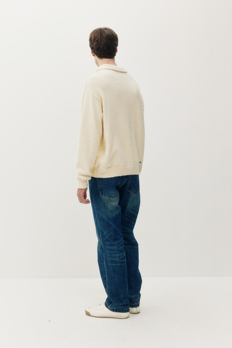 Wholesale,Kuwalla Tee, Kuwalla Tee Cream Bouclé Knit Rib Polo, Cream, Extra Large-50-TagXLExtra Extra Large-52-TagXXLLarge-48-TagLMedium-46-TagMSmall-44-TagS