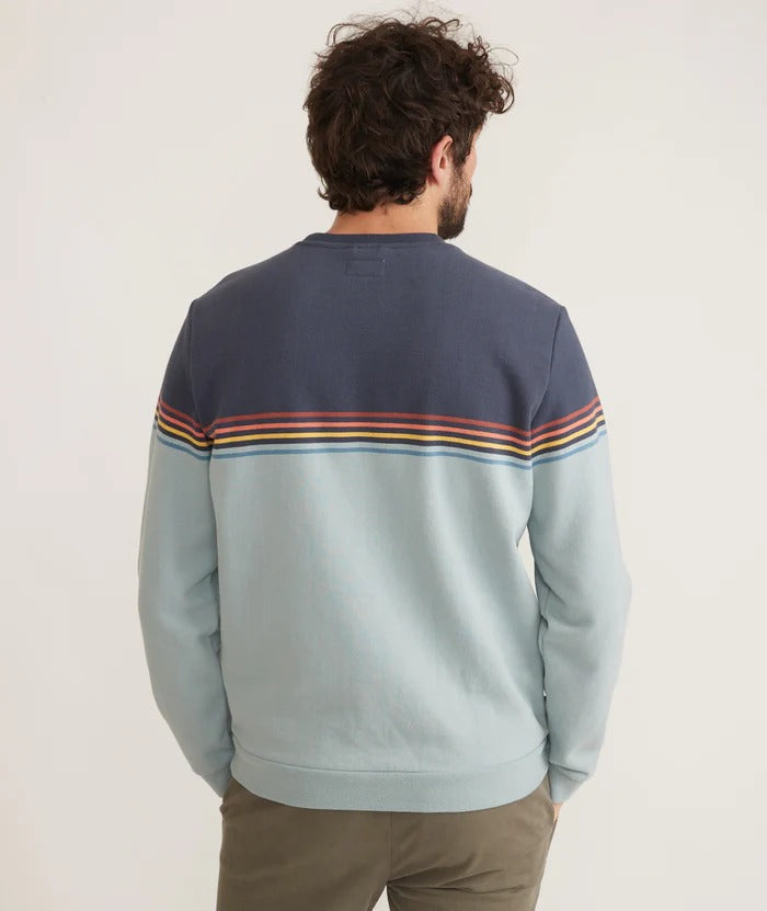 Wholesale,Marine Layer, Marine Layer Blue Colorblock Fleece Crewneck Sweatshirt, Blue, Extra Large-49-TagXLLarge-46-TagLMedium-43-TagMSmall-41-TagSExtra Extra Large-52-TagXXL