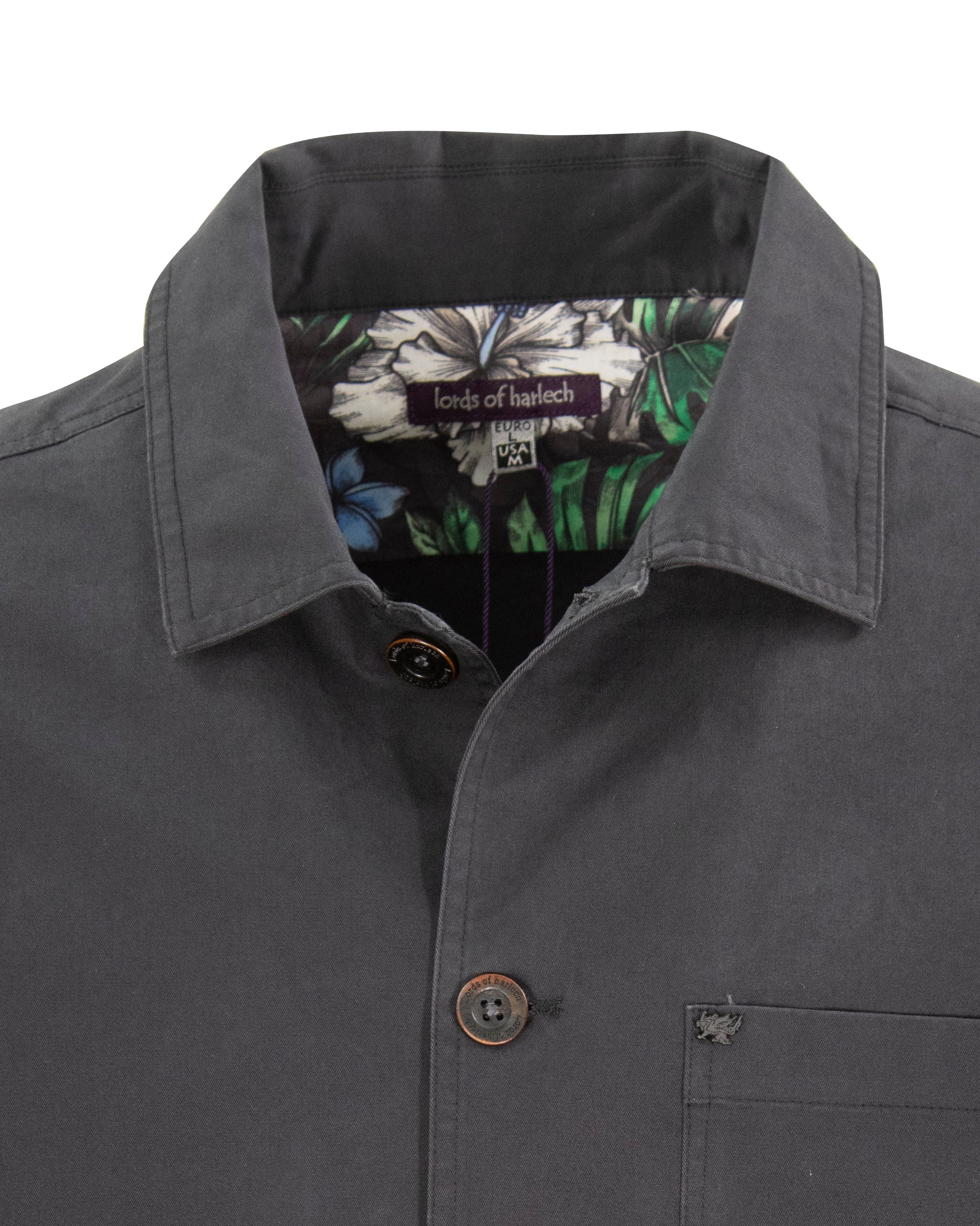 Brand Partner,Lords of Harlech, Lords of Harlech Lords of Harlech Black Printed Interior Shacket, Black, Large-48-TagL