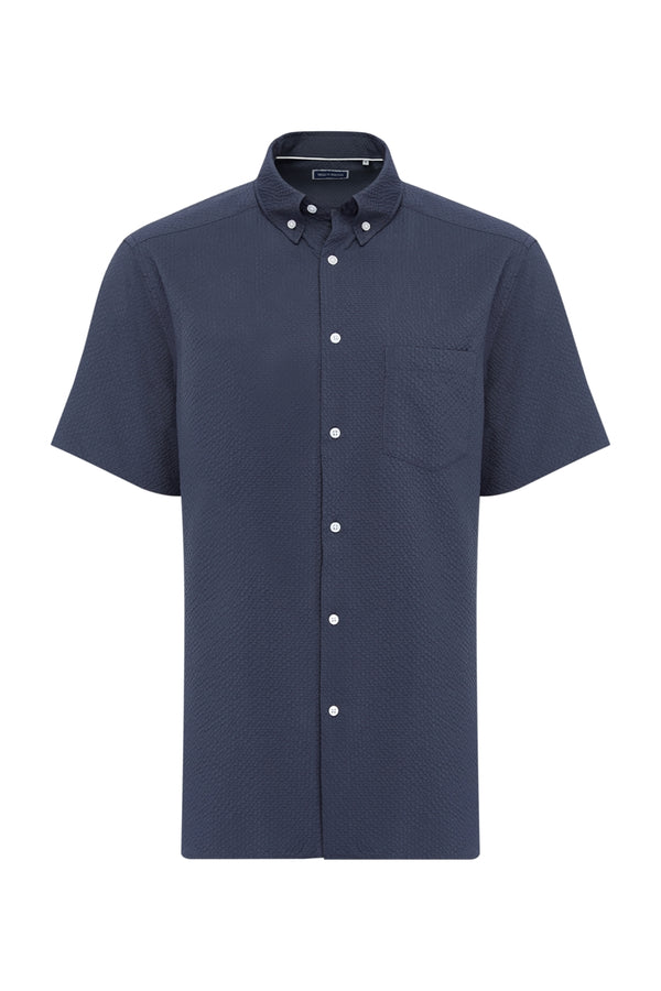 American Heritage Navy Seersucker Stretch Shirt