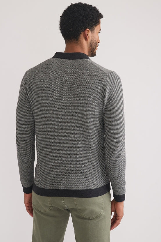 Wholesale,Marine Layer, Marine Layer Black/Grey Polo with Contrasting Collar and Cuffs, Black, Small-40-TagSMedium-42-TagMLarge-46-TagLExtra Large-48-TagXL